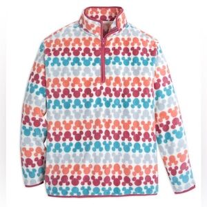 NEW Disney Mickey Mouse Quarter Zip Fleece Sweater All Over Print